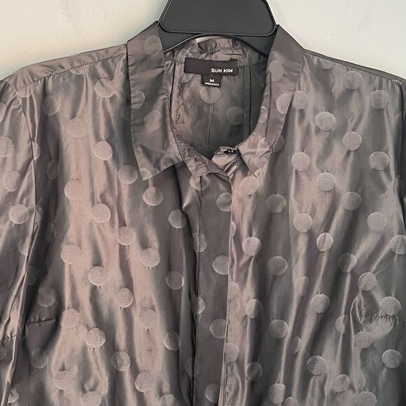 Sun Kim Polka Dot Parachute Top Size M Wide Sleeve Swing Top Jacket Preppy - Picture 3 of 11